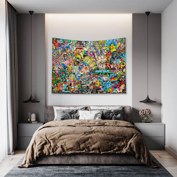 Soyut Grafiti Duvar Örtüsü 5021