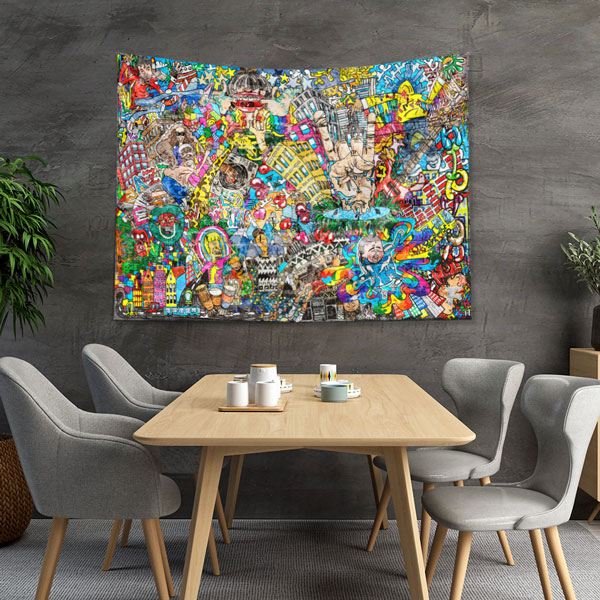 Soyut Grafiti Duvar Örtüsü 5021