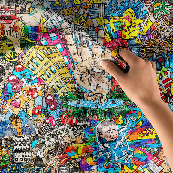 Soyut Grafiti Duvar Örtüsü 5021