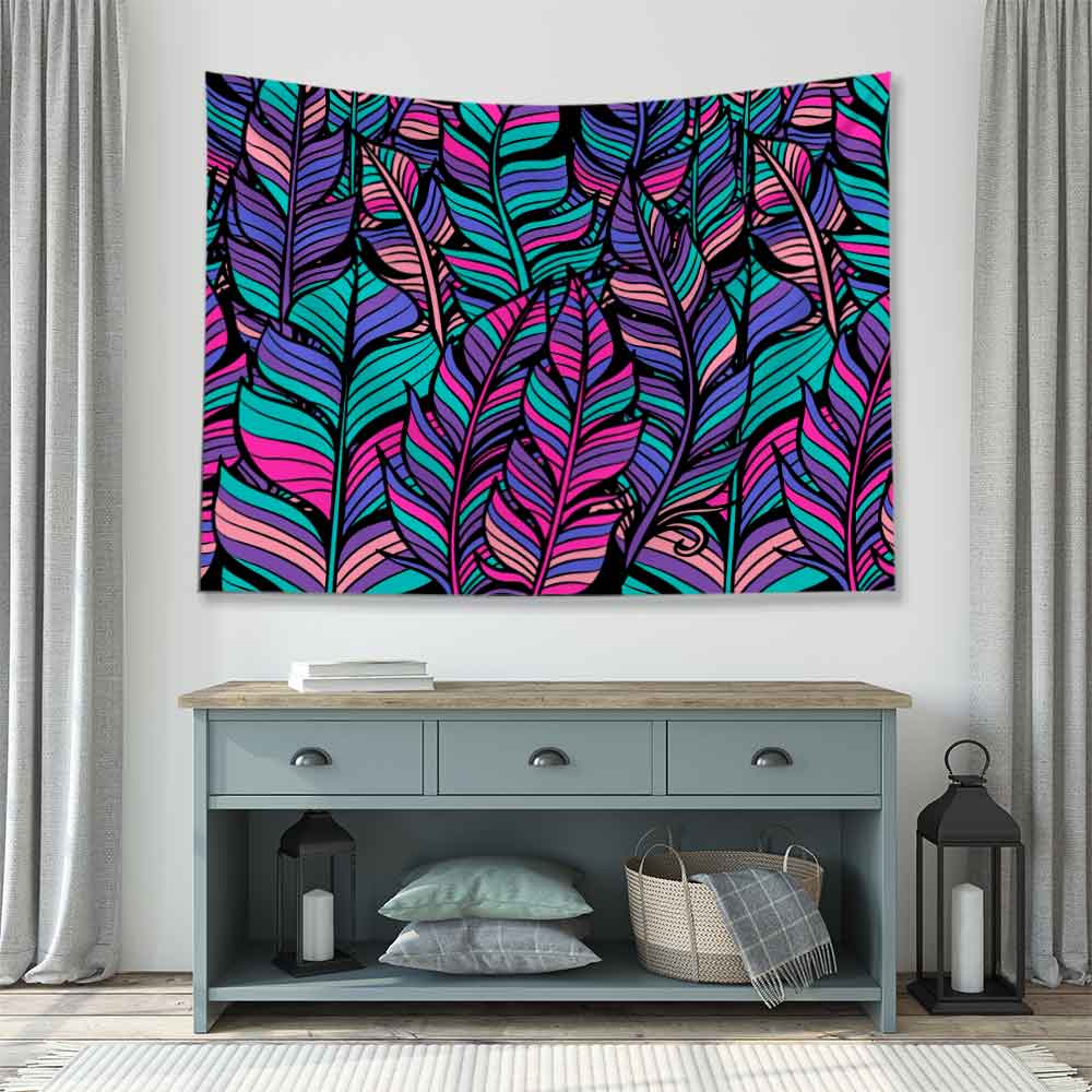 duvar-ortuleri-desenleri-4277-01 Renkli Yaprak Desenli Botanik Duvar Örtüsü Kumaş Baskı 4277