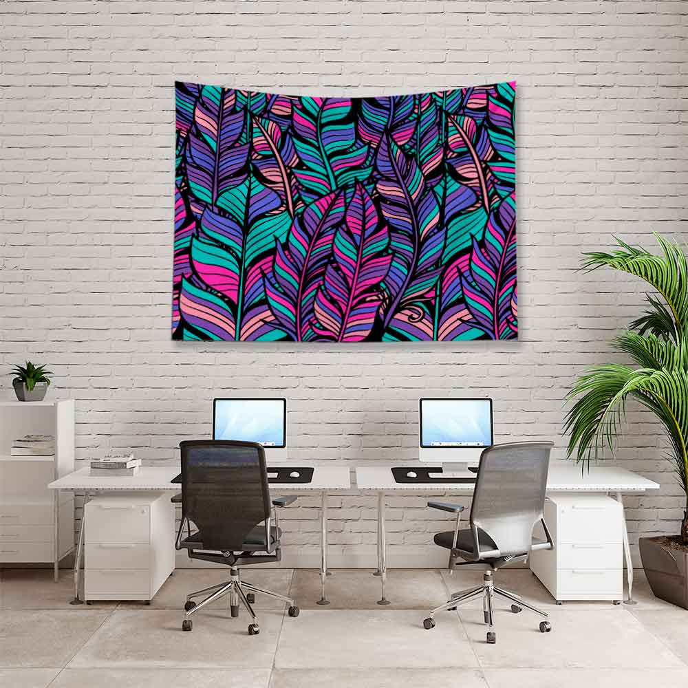 duvar-ortuleri-desenleri-4277-02 Renkli Yaprak Desenli Botanik Duvar Örtüsü Kumaş Baskı 4277