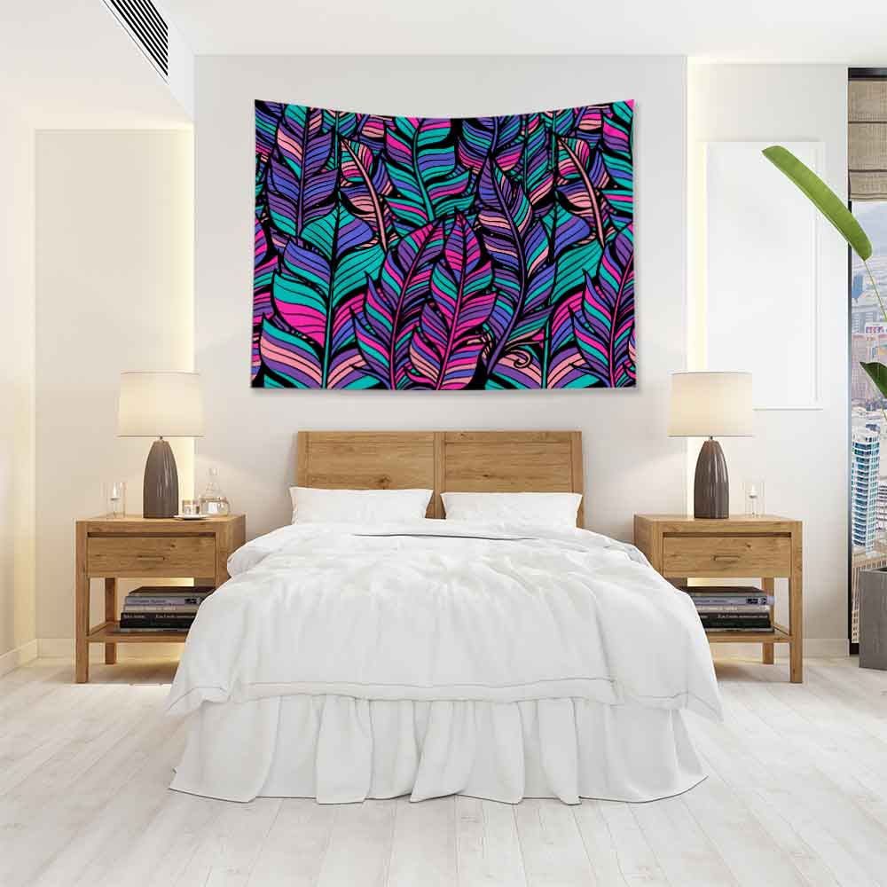 duvar-ortuleri-desenleri-4277-03 Renkli Yaprak Desenli Botanik Duvar Örtüsü Kumaş Baskı 4277