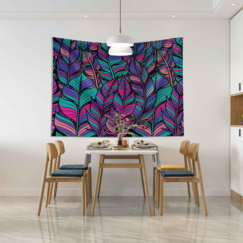 duvar-ortuleri-desenleri-4277-04 Renkli Yaprak Desenli Botanik Duvar Örtüsü Kumaş Baskı 4277