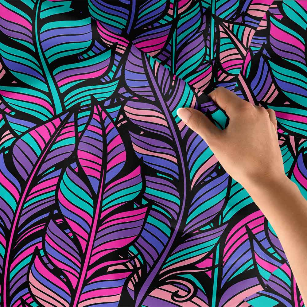 duvar-ortuleri-desenleri-4277-05 Renkli Yaprak Desenli Botanik Duvar Örtüsü Kumaş Baskı 4277