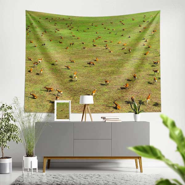 duvar-ortusu-14279-00 Afrika Savanası Antilop Sürüsü Doğa Manzarası Duvar Örtüsü Kumaş Baskı 14279