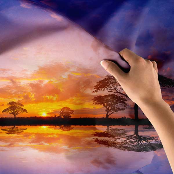 Afrika Savanası Gün Batımı ve Yansımalı Akasya Ağaçları Duvar Örtüsü Kumaş Baskı 14290