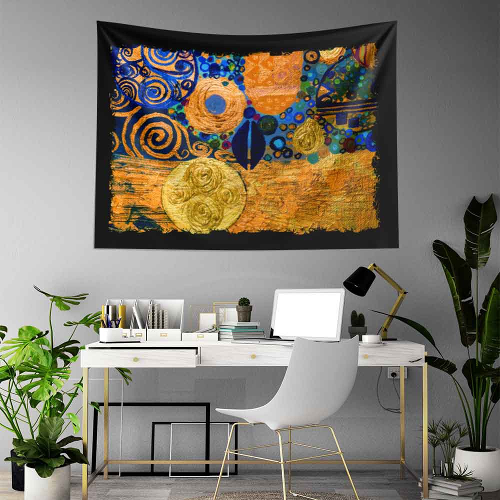 Altın Spiral Soyut Duvar Örtüsü 4177