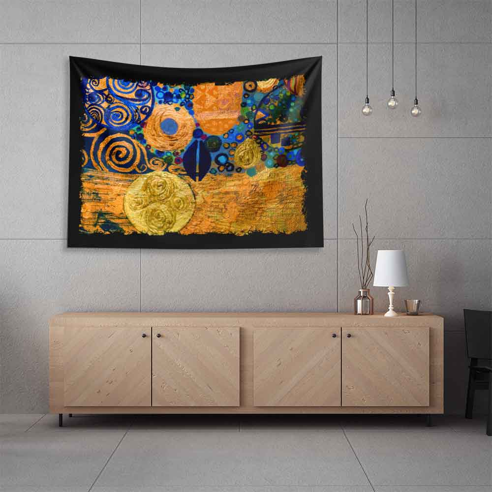 Altın Spiral Soyut Duvar Örtüsü 4177