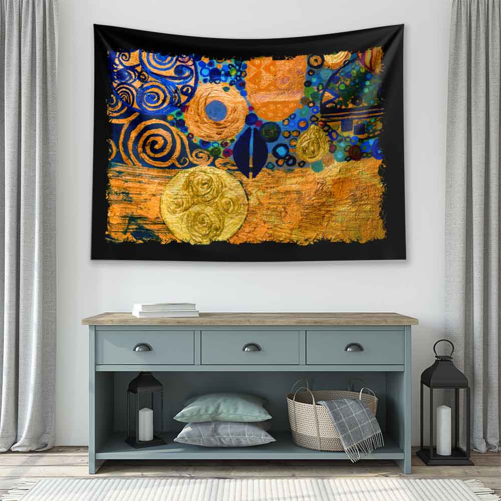 Altın Spiral Soyut Duvar Örtüsü 4177