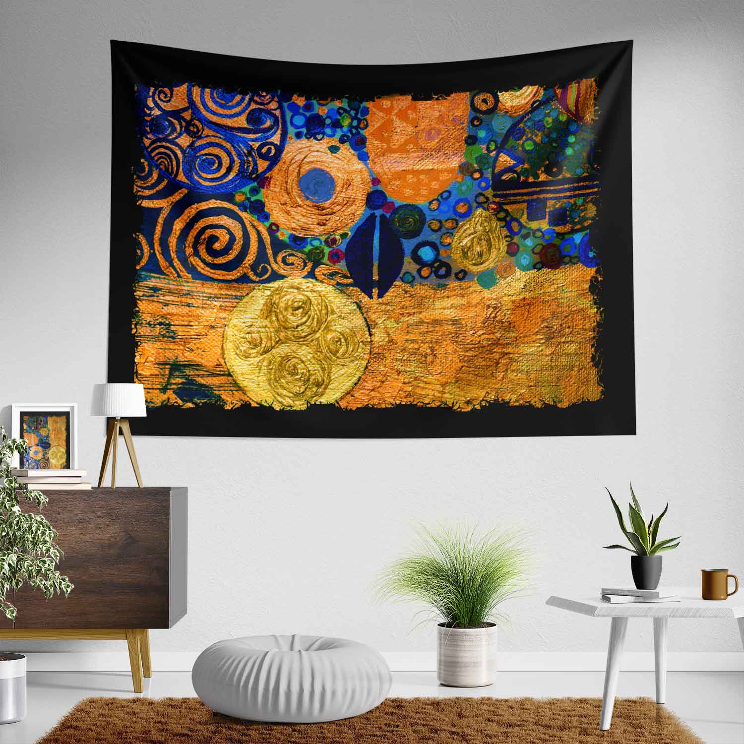 Altın Spiral Soyut Duvar Örtüsü 4177