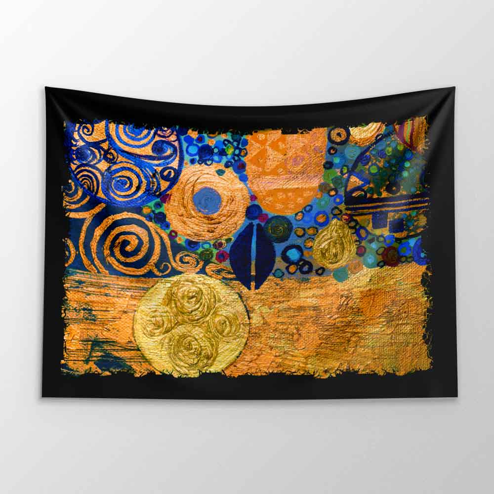 Altın Spiral Soyut Duvar Örtüsü 4177