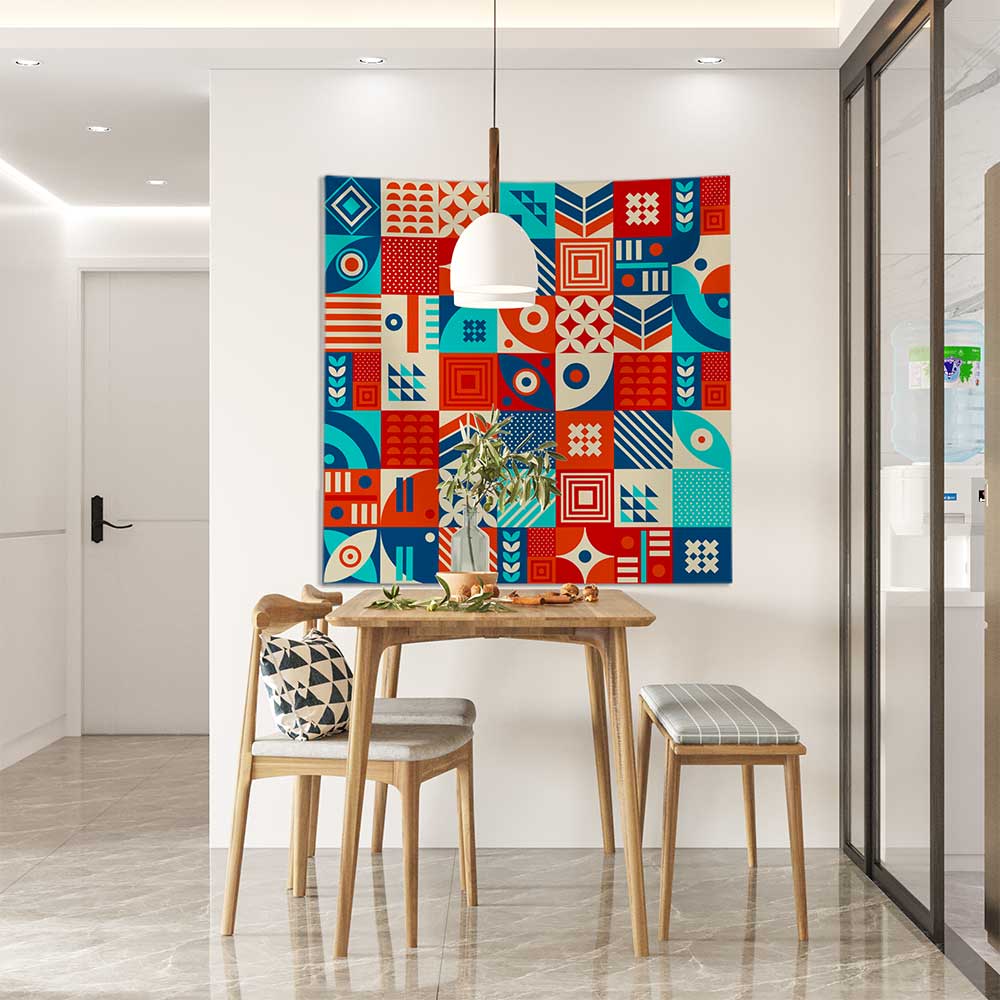 Renkli Geometrik Desen Sanatı Duvar Örtüsü 4192