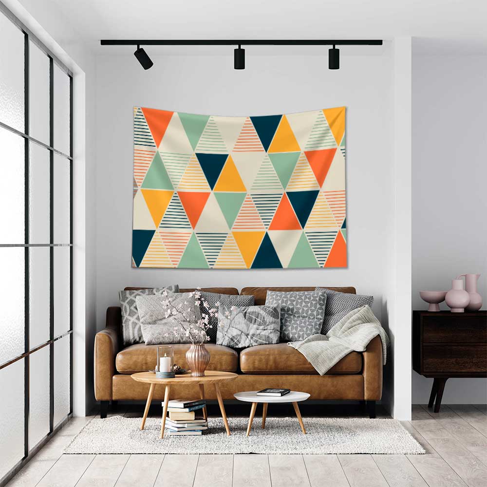 Modern Üçgen Desenli Geometrik Duvar Örtüsü 4196