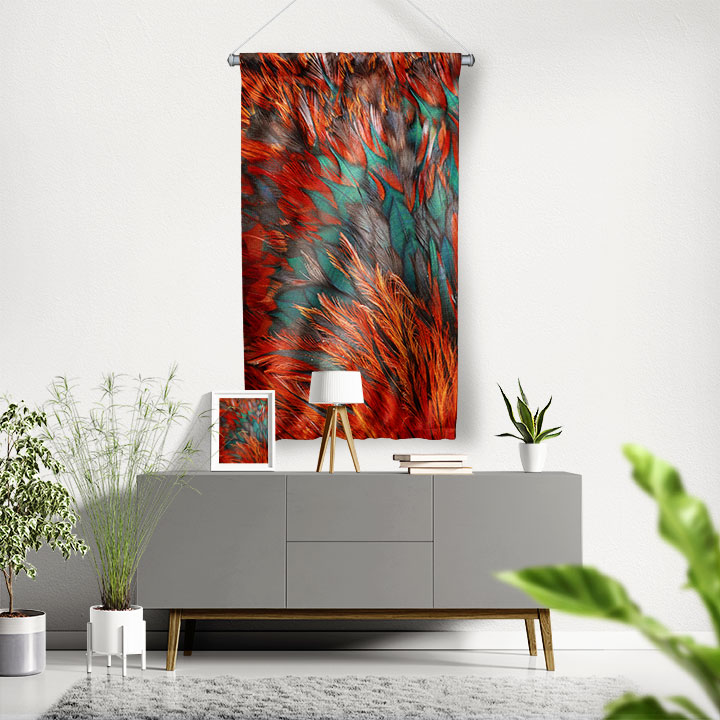 Kızıl Enerji Soyut Sanat Duvar Flaması 4198