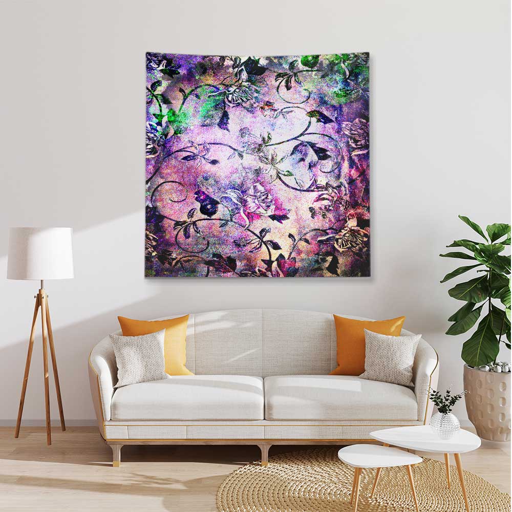 Soyut Çiçek Desenli Sanatsal Botanik Duvar Örtüsü Kumaş Baskı 4294