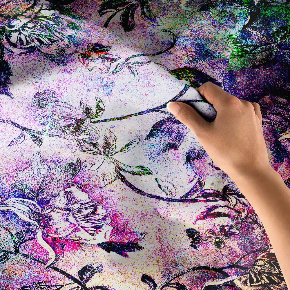 Soyut Çiçek Desenli Sanatsal Botanik Duvar Örtüsü Kumaş Baskı 4294