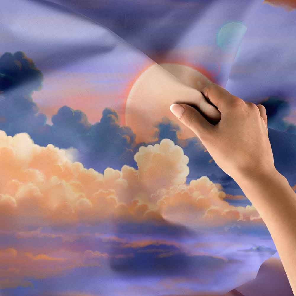 Romantik Bulutlar ve Ay Manzarası Duvar Örtüsü 4354