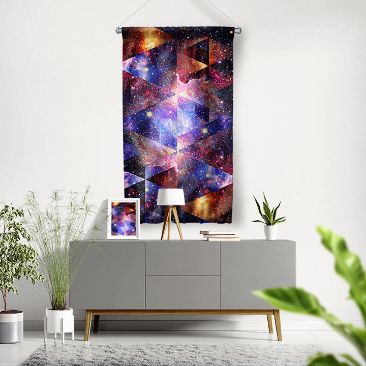 Geometrik Galaksi Uzay Desenli Duvar Flaması 4368