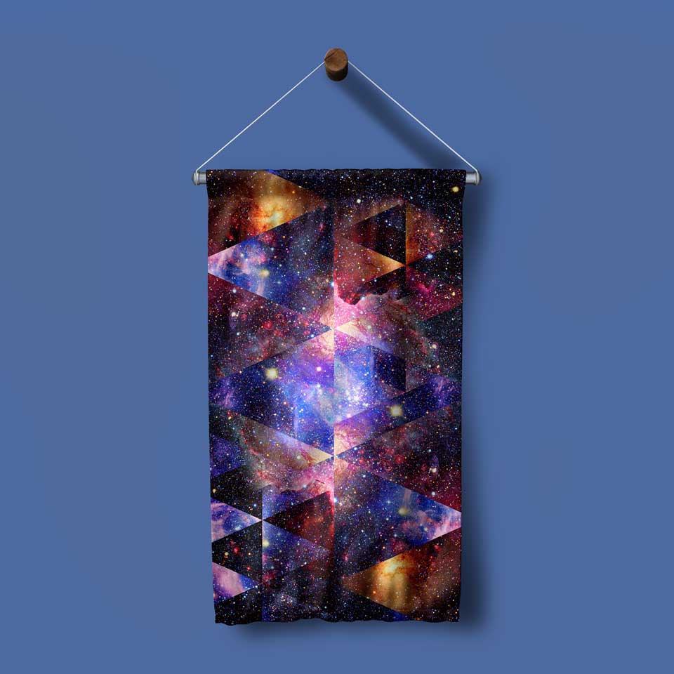 Geometrik Galaksi Uzay Desenli Duvar Flaması 4368