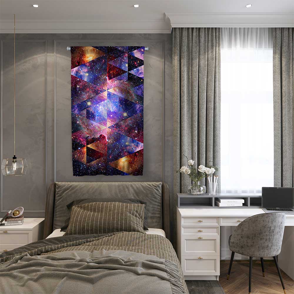 Geometrik Galaksi Uzay Desenli Duvar Flaması 4368