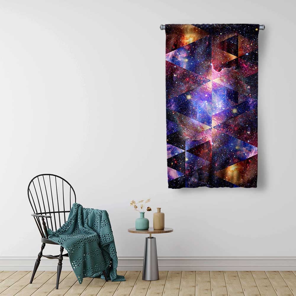 Geometrik Galaksi Uzay Desenli Duvar Flaması 4368