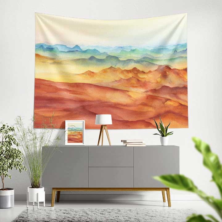 Pastel Çöl Katmanları Manzara Duvar Örtüsü 4427