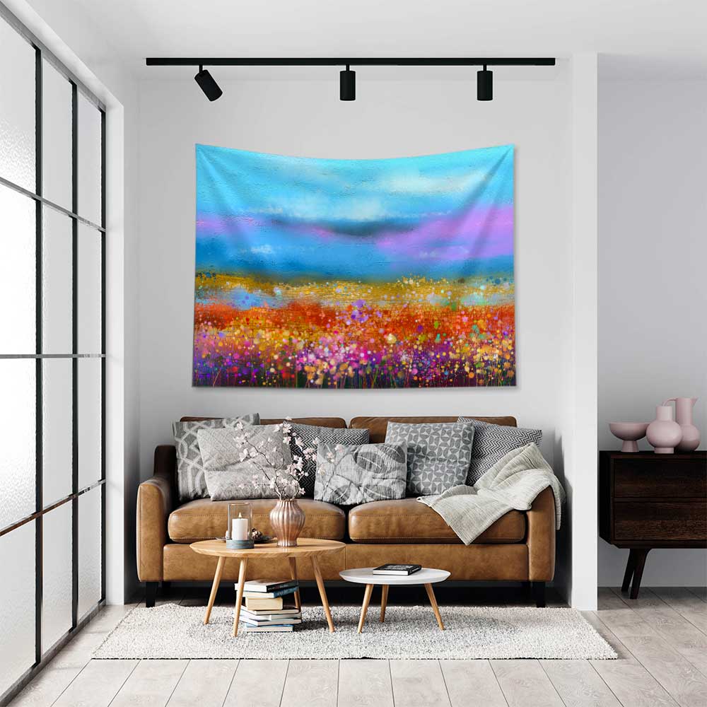 Renkli Çiçek Tarlası Soyut Manzara Duvar Örtüsü 4429