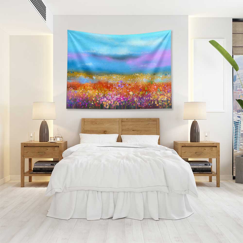Renkli Çiçek Tarlası Soyut Manzara Duvar Örtüsü 4429