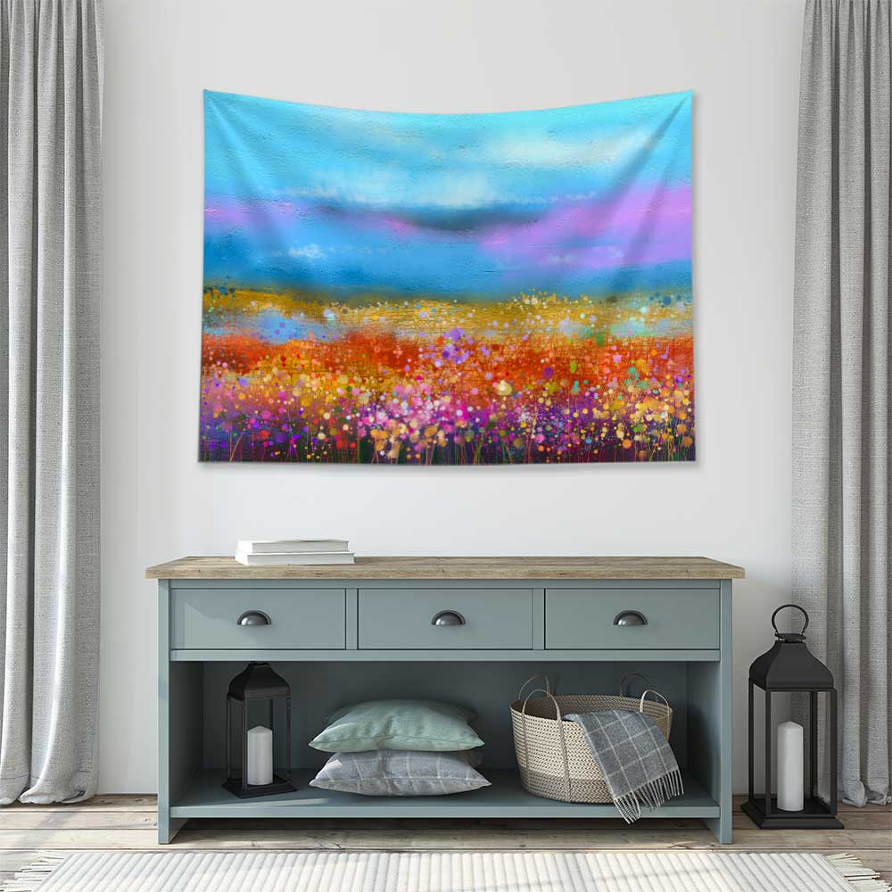 Renkli Çiçek Tarlası Soyut Manzara Duvar Örtüsü 4429