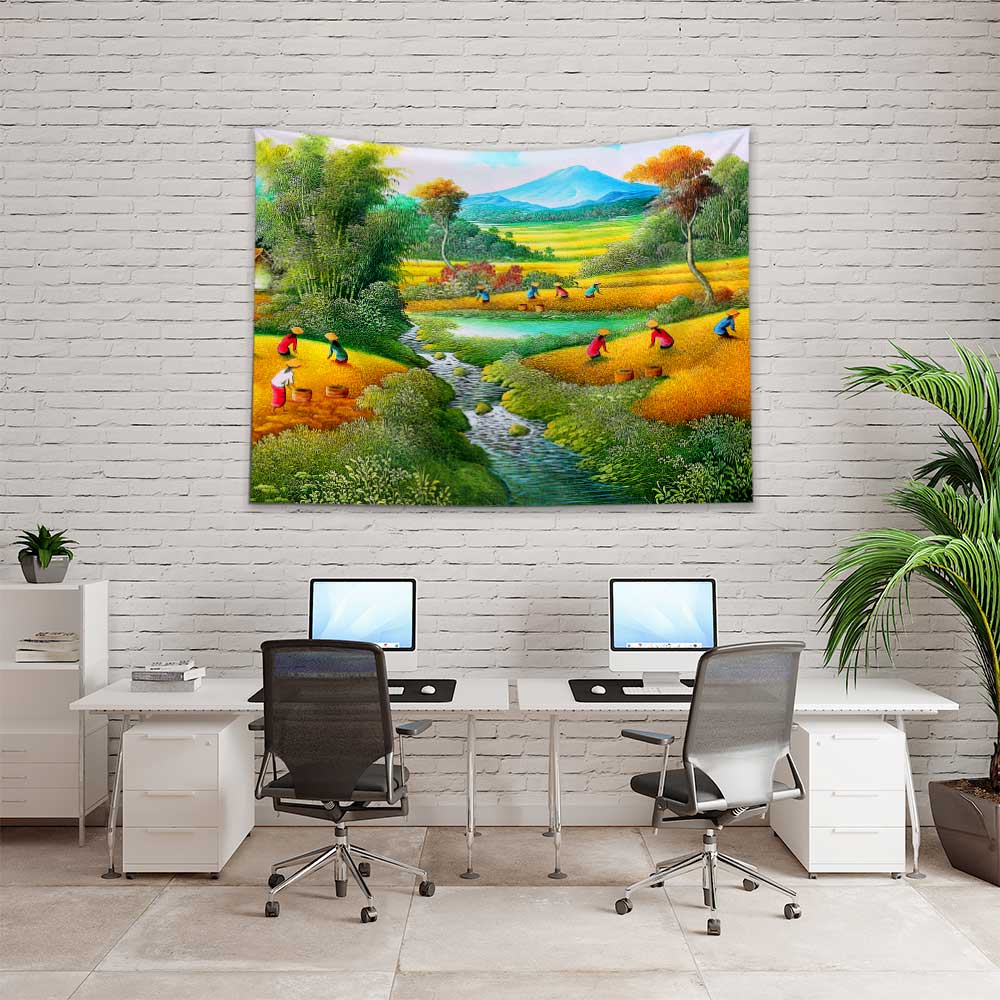 Hasat Zamanı Kırsal Manzara Duvar Örtüsü 4437