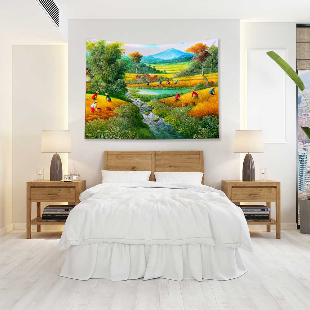 Hasat Zamanı Kırsal Manzara Duvar Örtüsü 4437