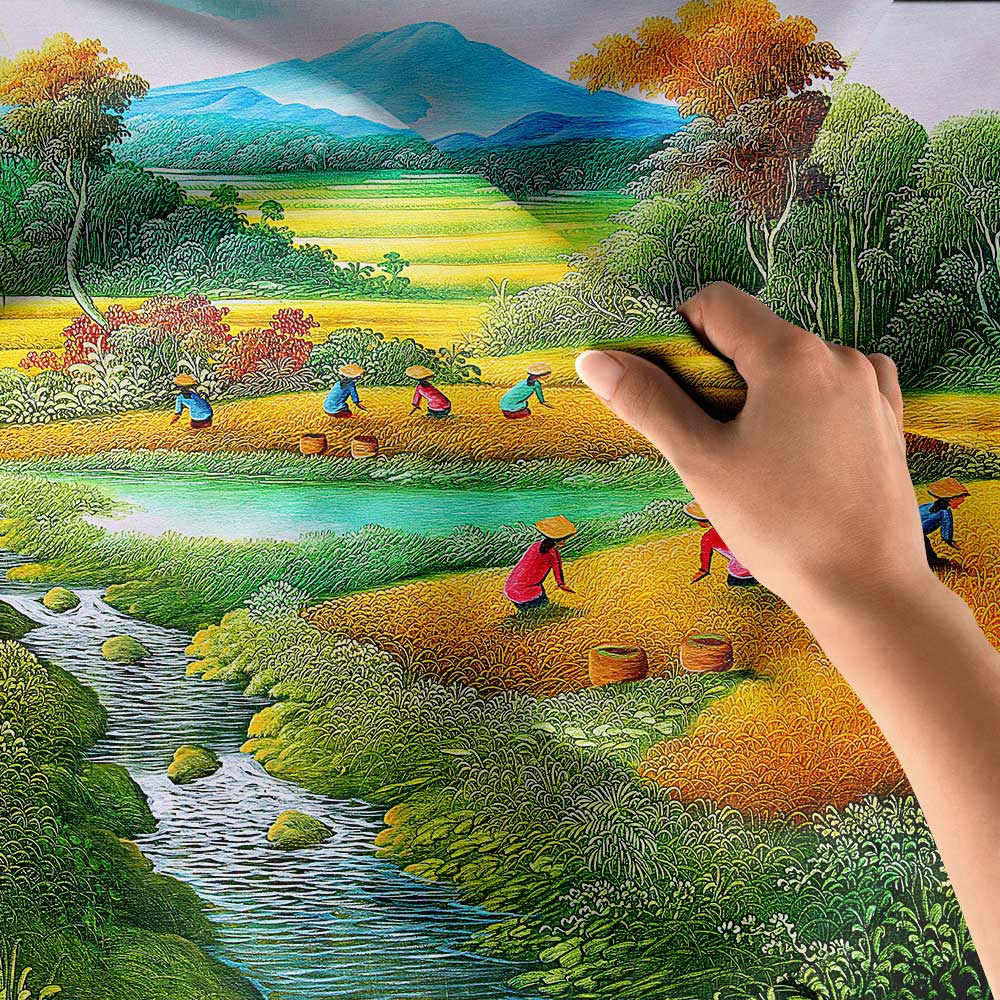 Hasat Zamanı Kırsal Manzara Duvar Örtüsü 4437