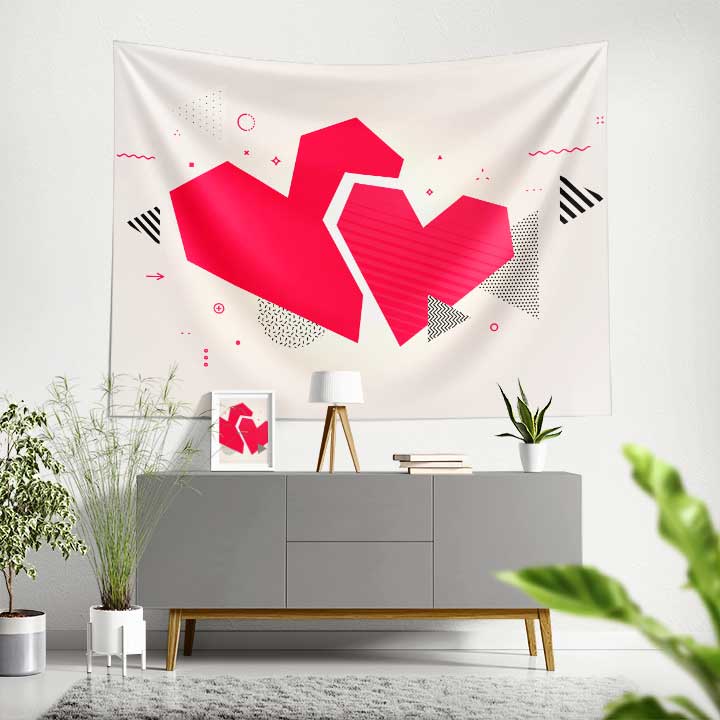 Modern Kırık Kalp Tasarımlı Duvar Örtüsü 4523