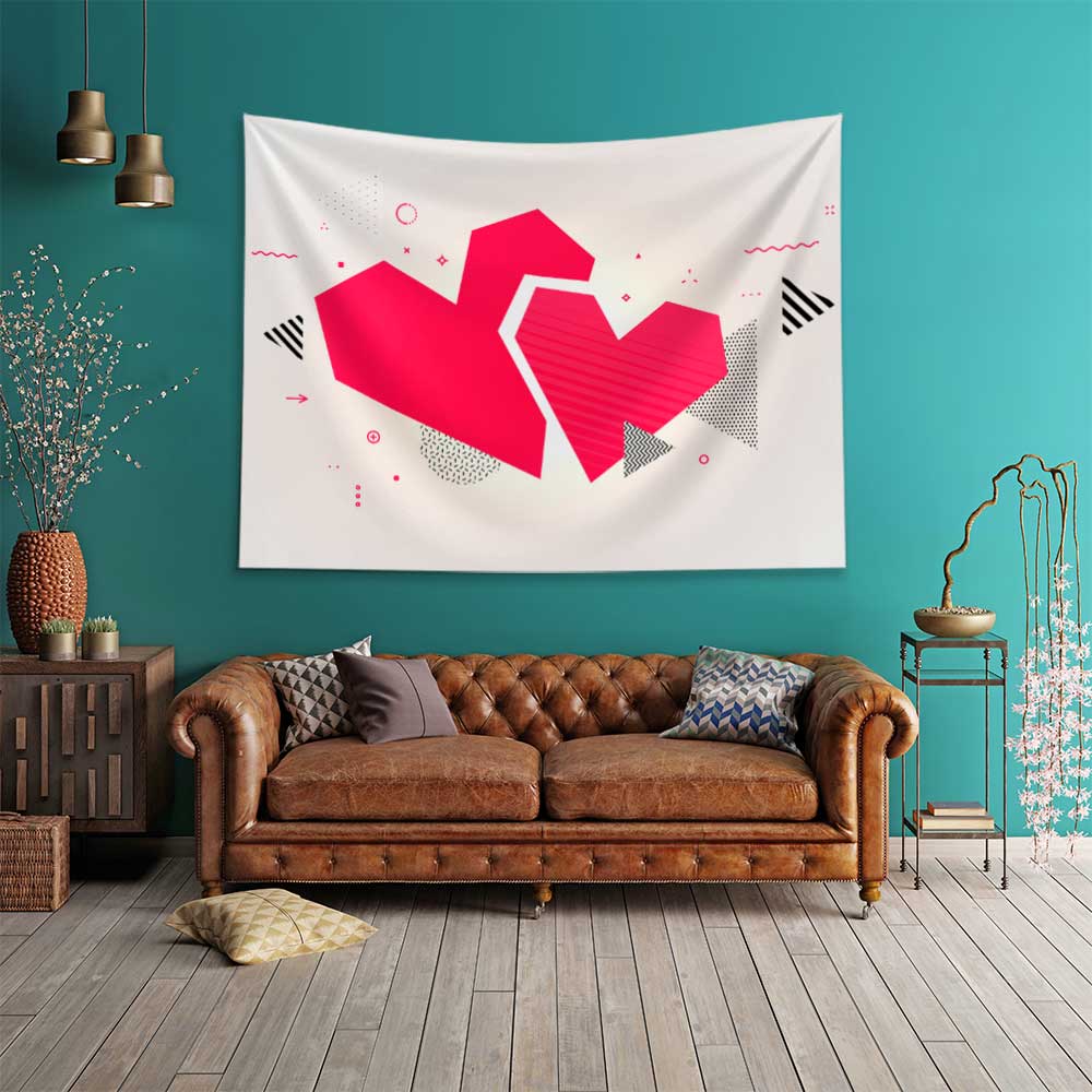 Modern Kırık Kalp Tasarımlı Duvar Örtüsü 4523