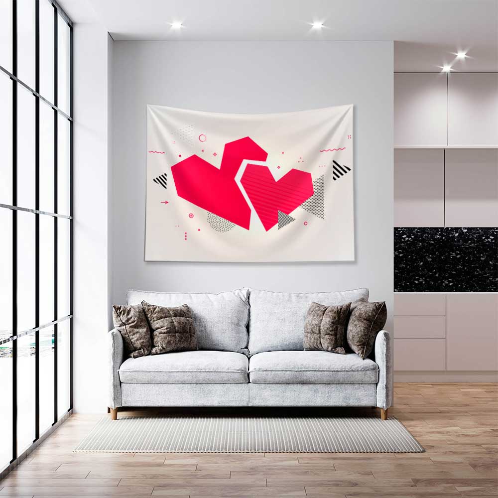 Modern Kırık Kalp Tasarımlı Duvar Örtüsü 4523