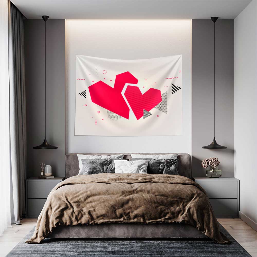 Modern Kırık Kalp Tasarımlı Duvar Örtüsü 4523