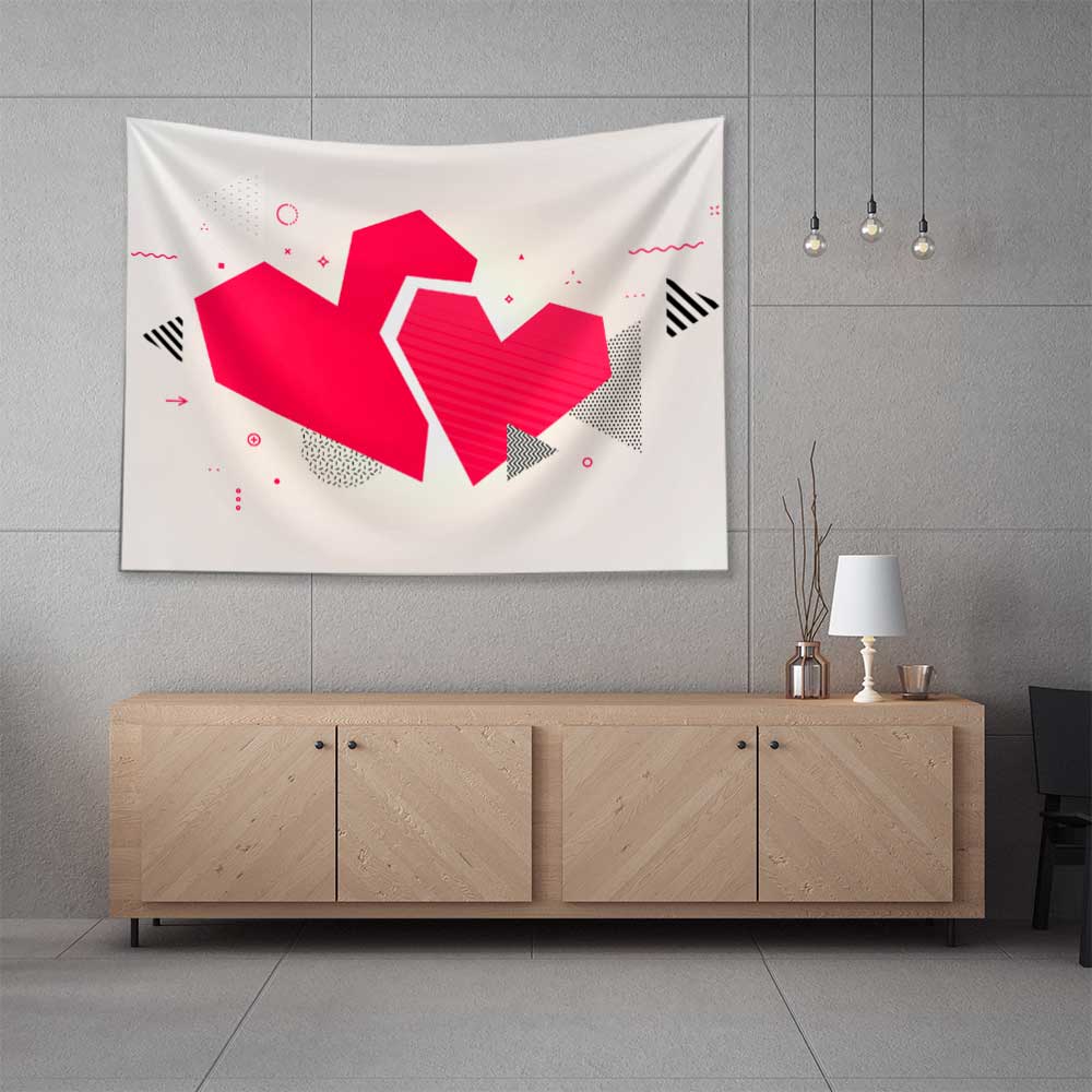 Modern Kırık Kalp Tasarımlı Duvar Örtüsü 4523