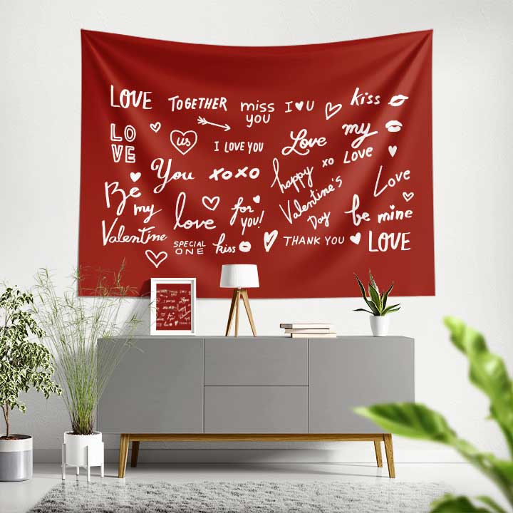 Love Yazılı Romantik Duvar Örtüsü 4524
