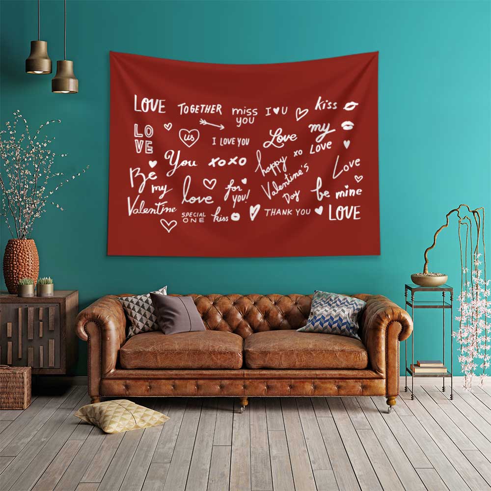 Love Yazılı Romantik Duvar Örtüsü 4524