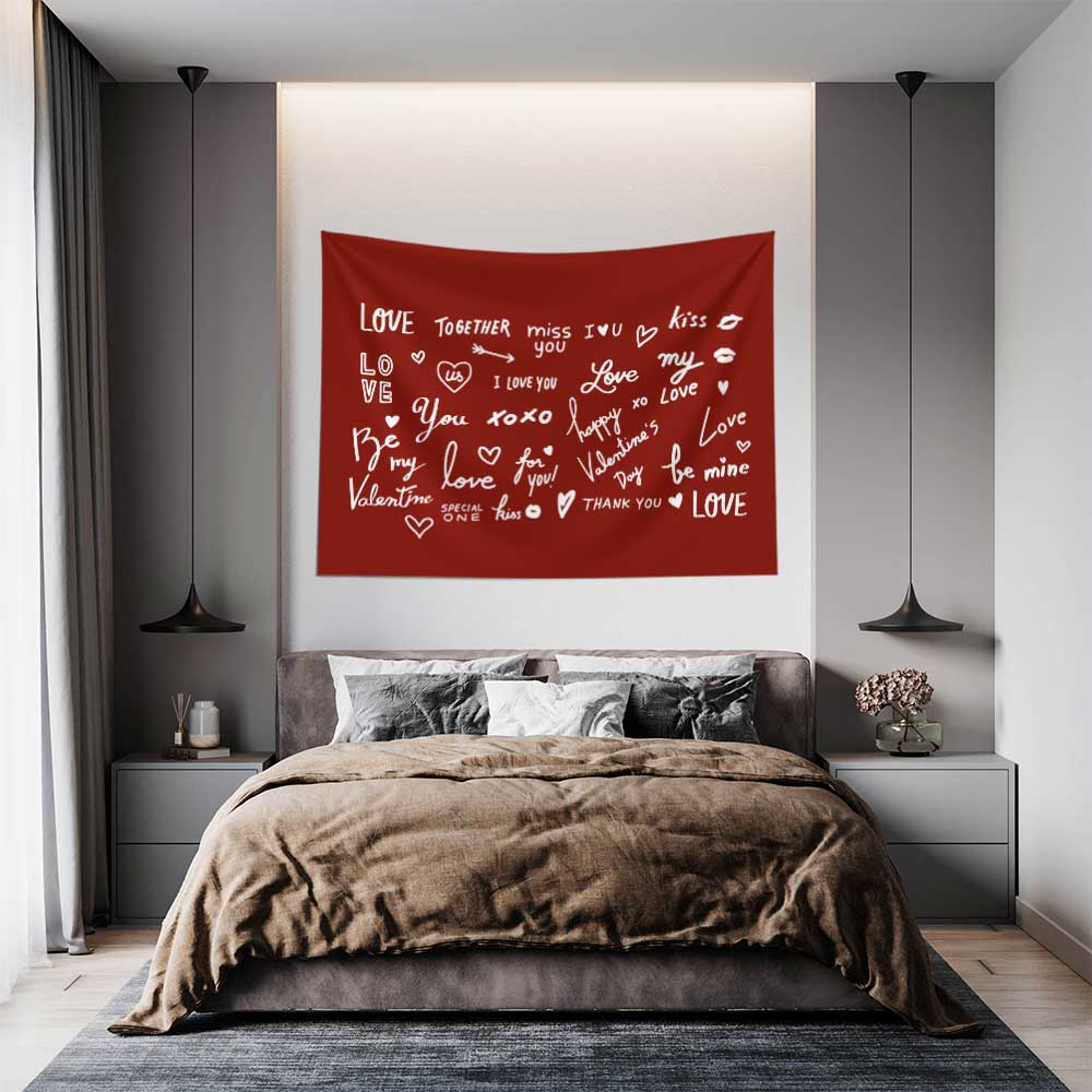 Love Yazılı Romantik Duvar Örtüsü 4524