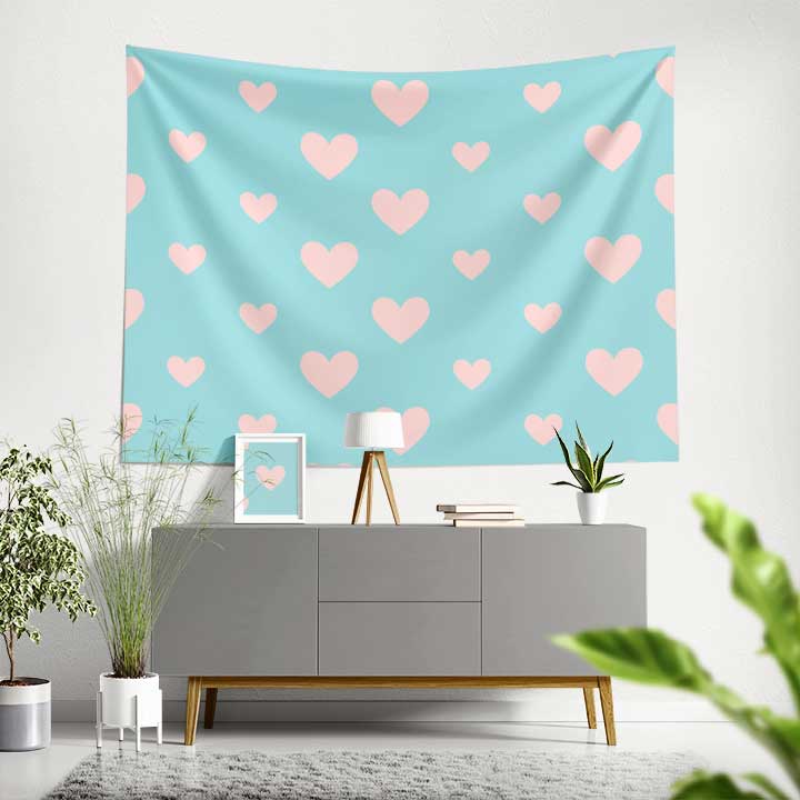 Pastel Kalp Desenli Duvar Örtüsü 4528