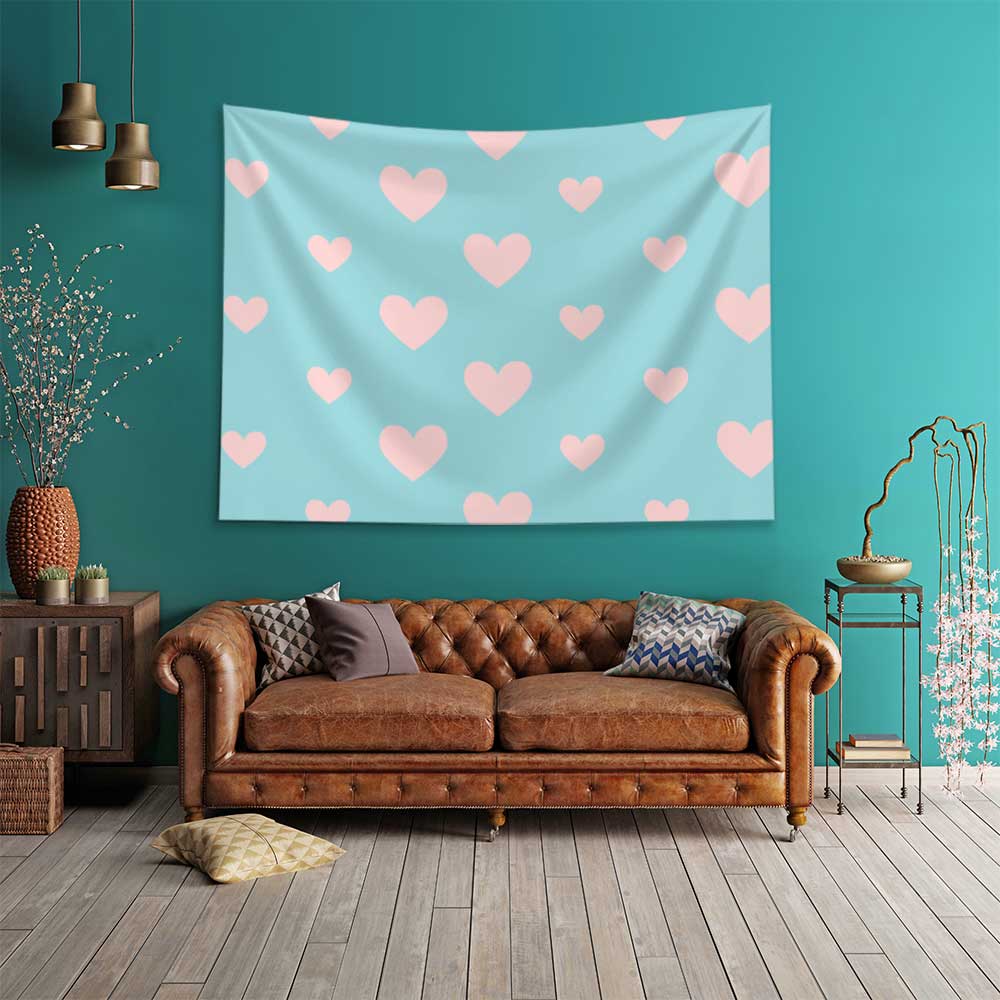 Pastel Kalp Desenli Duvar Örtüsü 4528
