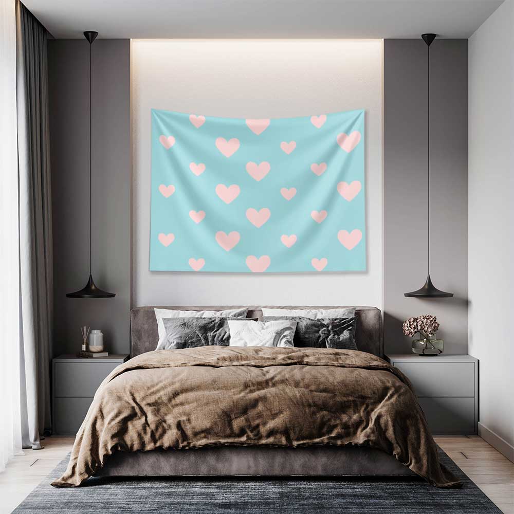 Pastel Kalp Desenli Duvar Örtüsü 4528