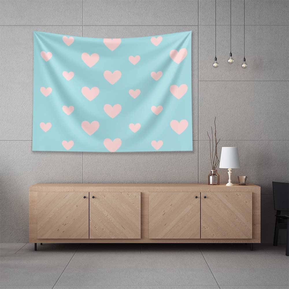 Pastel Kalp Desenli Duvar Örtüsü 4528
