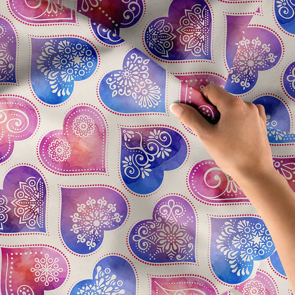 Renkli Mandala Kalp Desenli Duvar Örtüsü 4531