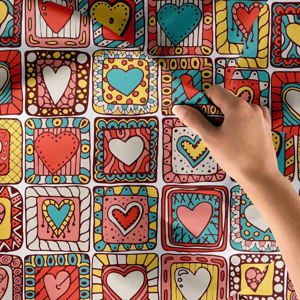 Pop Art Kalp Desenli Duvar Örtüsü 4534
