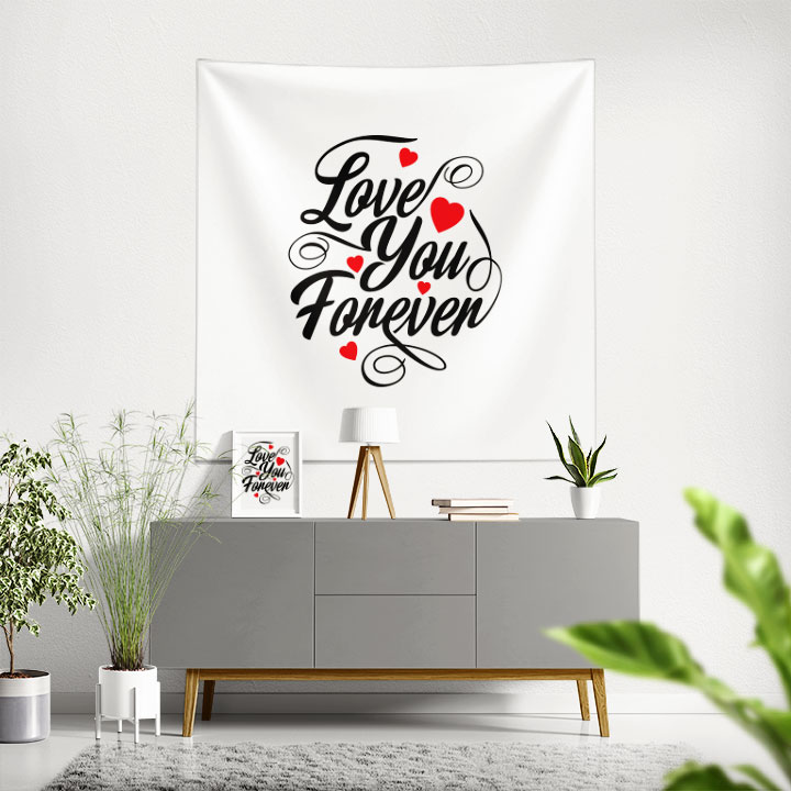 Love You Forever Yazılı Duvar Örtüsü 4535
