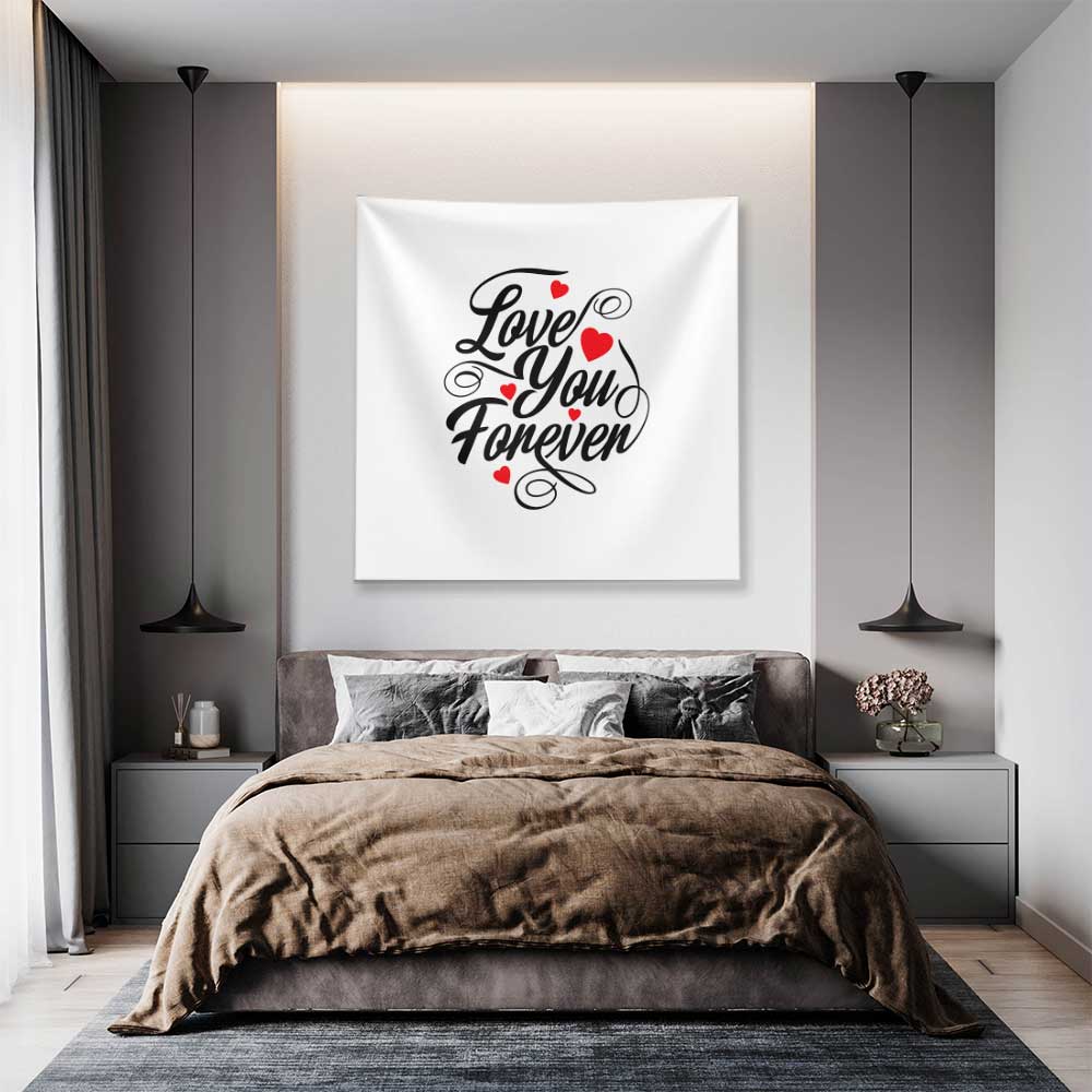Love You Forever Yazılı Duvar Örtüsü 4535