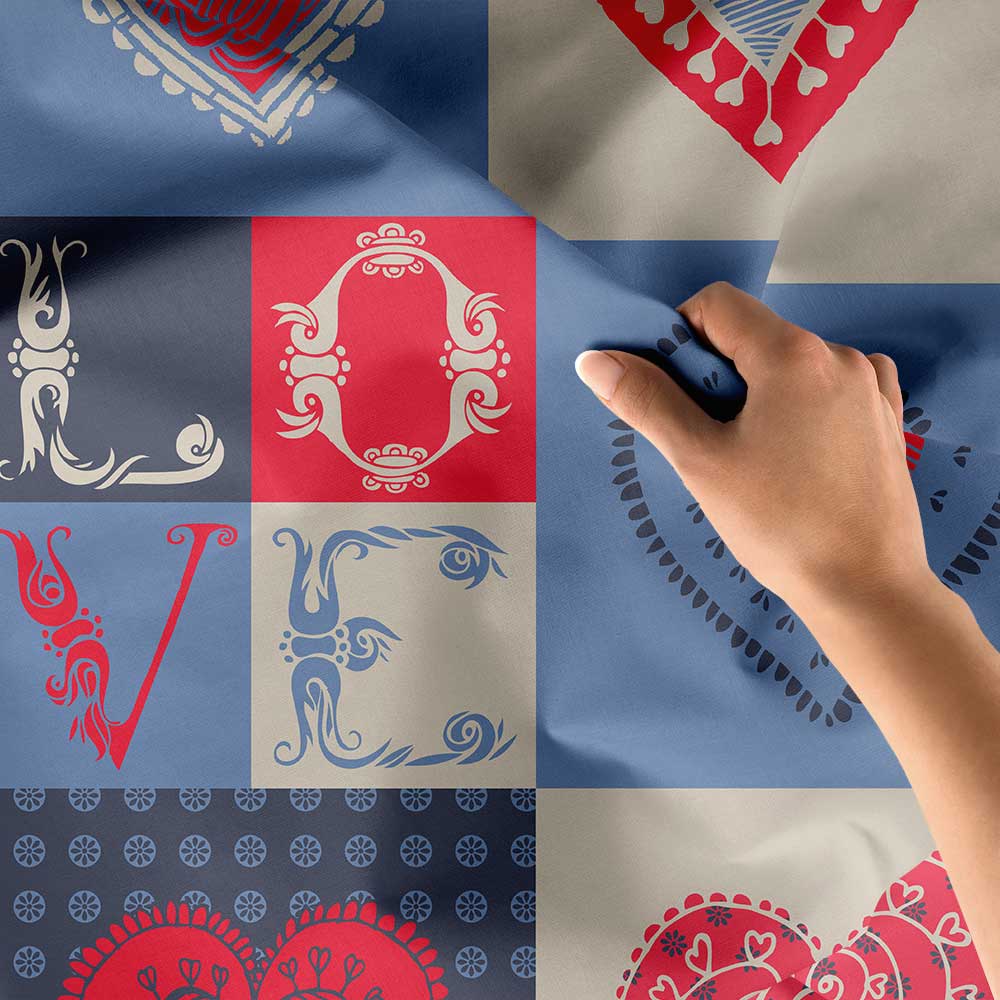 Patchwork Kalp Desenli Romantik Dekoratif Duvar Örtüsü 4537