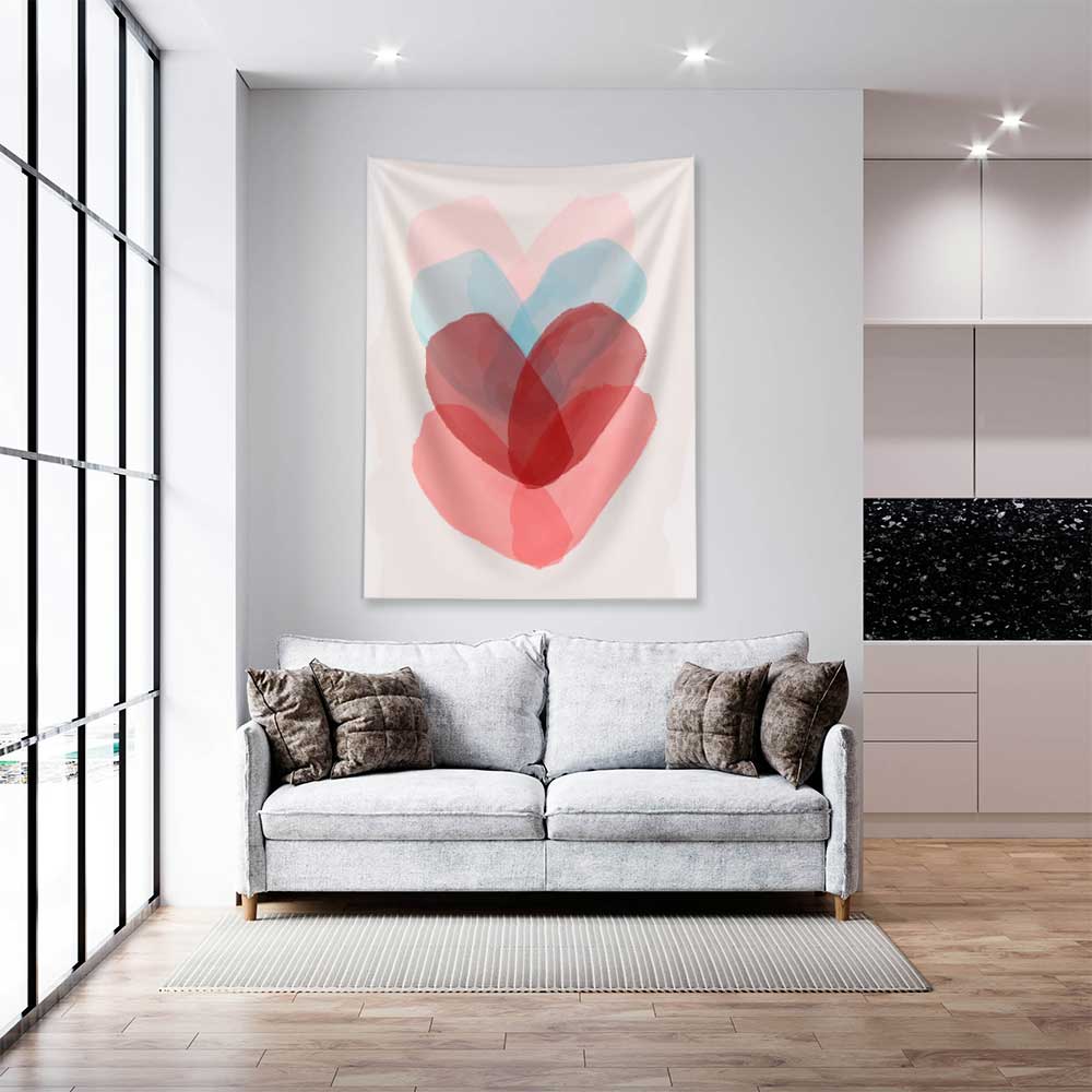 Soyut Kalp Tasarımlı Modern Romantik Duvar Örtüsü 4540